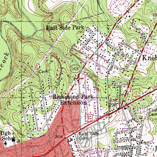 Topographic Map of Richmond Park Extension, NC