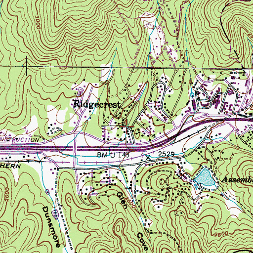 Topographic Map of Ridgecrest, NC