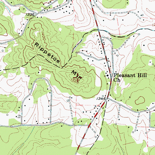 Topographic Map of Rippetoe Mountain, NC