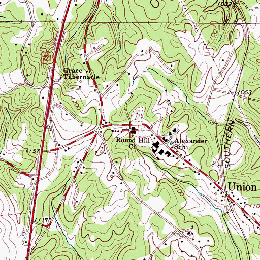 Topographic Map of Round Hill Church, NC