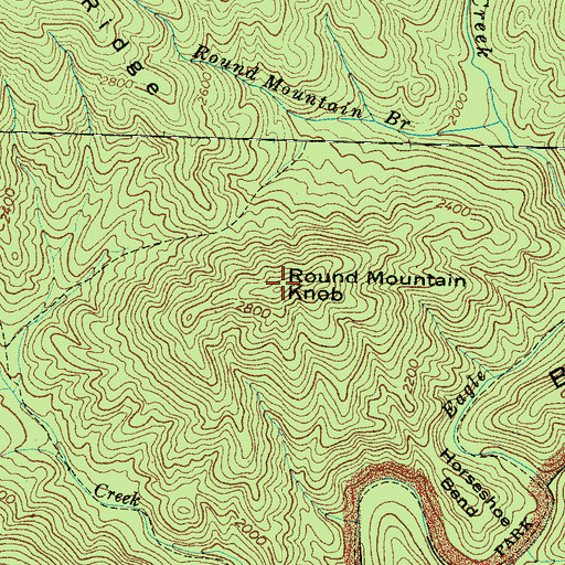 Topographic Map of Round Mountain Knob, NC