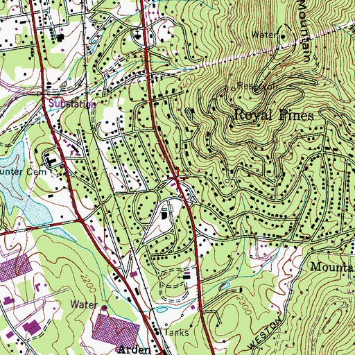 Topographic Map of Royal Pines, NC