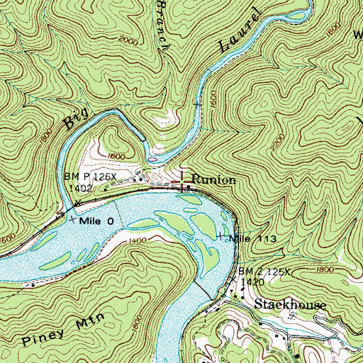 Topographic Map of Runion, NC