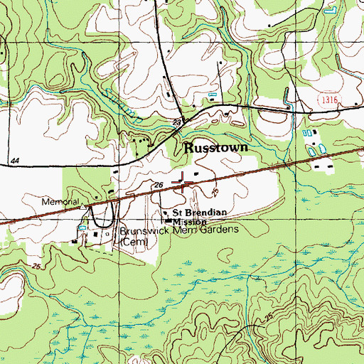 Topographic Map of Russtown, NC