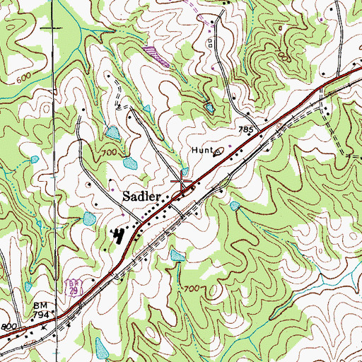 Topographic Map of Sadler, NC