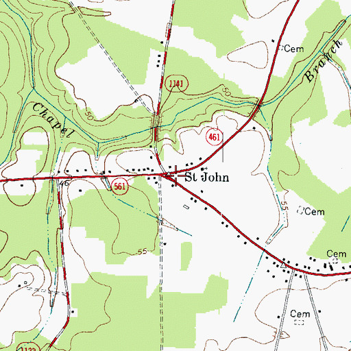 Topographic Map of Saint John, NC