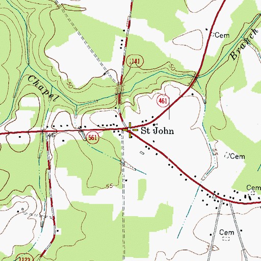 Topographic Map of Saint John, NC