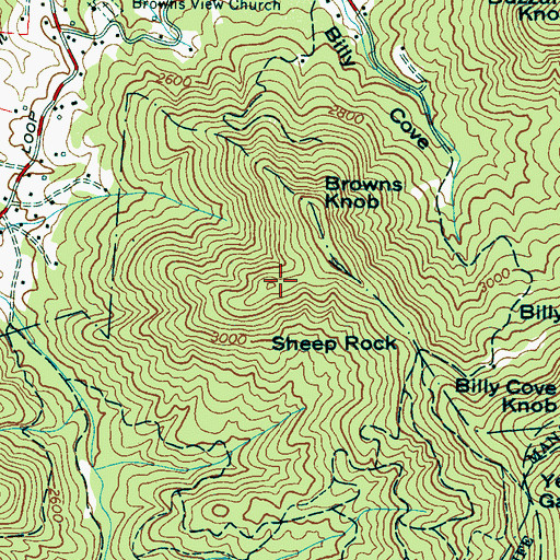 Topographic Map of Sheep Rock, NC