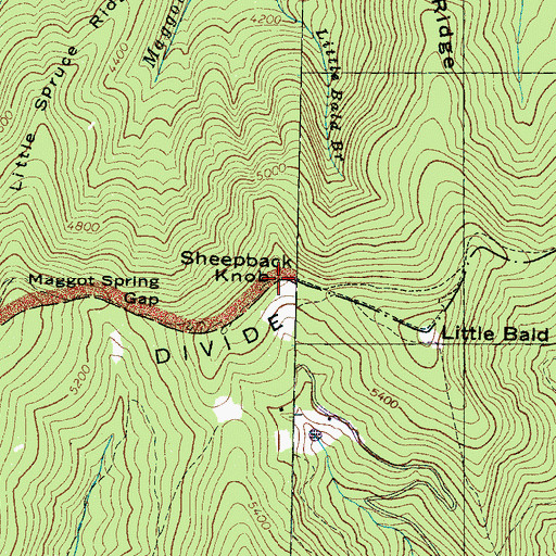 Topographic Map of Sheepback Knob, NC