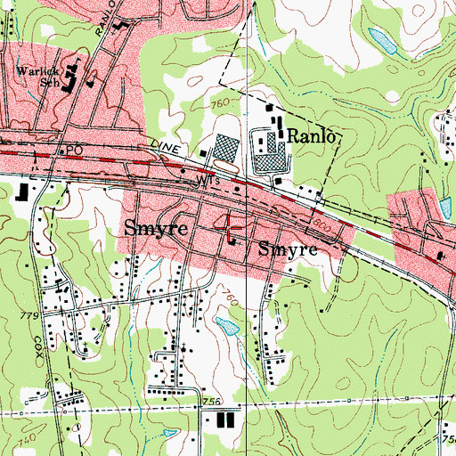 Topographic Map of Smyre, NC