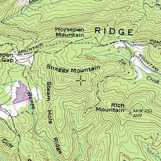 Topographic Map of Snaggy Mountain, NC
