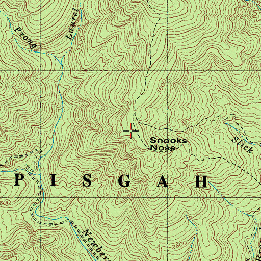 Topographic Map of Snooks Nose, NC