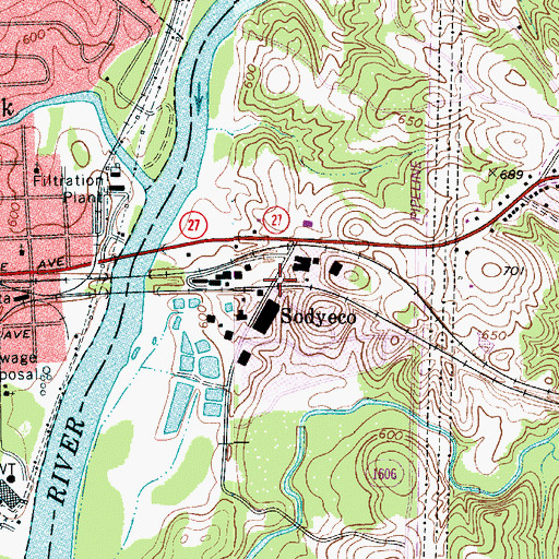 Topographic Map of Sodyeco, NC