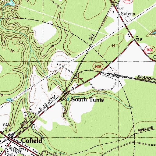 Topographic Map of South Tunis, NC