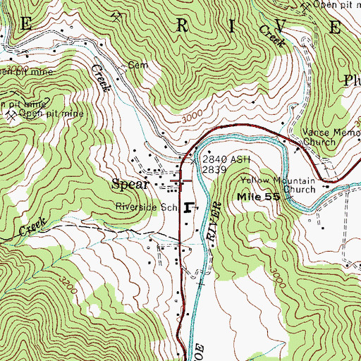Topographic Map of Spear, NC