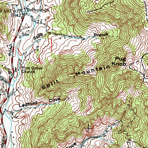 Topographic Map of Split Mountain, NC