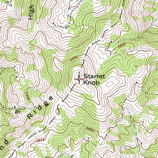 Topographic Map of Starret Knob, NC