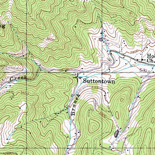 Topographic Map of Suttontown, NC