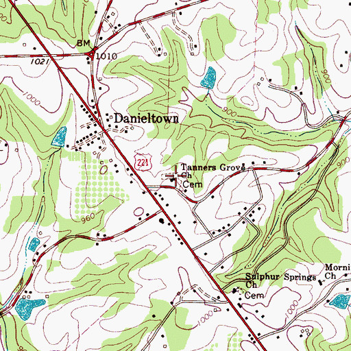 Topographic Map of Tanners Grove Church, NC