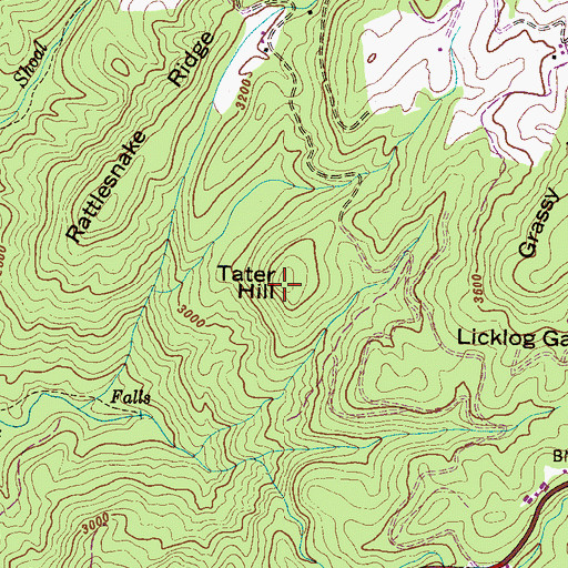 Topographic Map of Tater Hill, NC