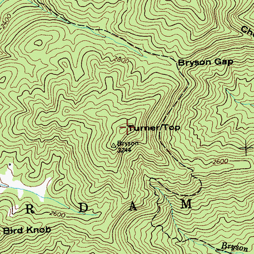 Topographic Map of Turner Top, NC