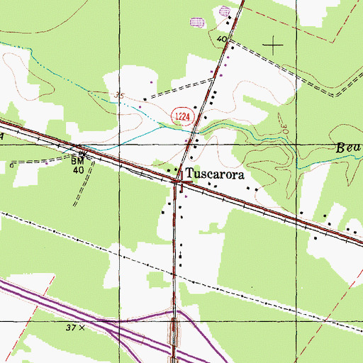 Topographic Map of Tuscarora, NC