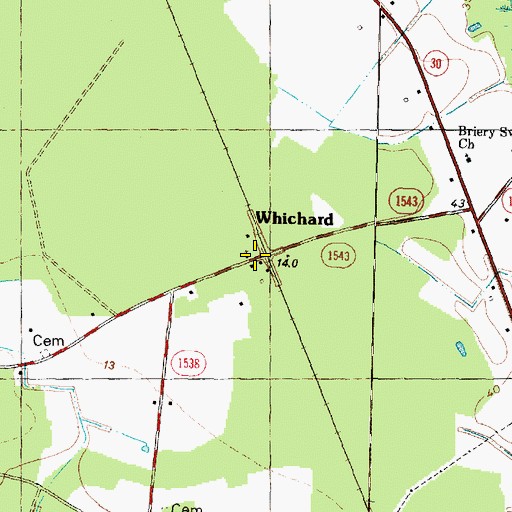 Topographic Map of Whichard, NC