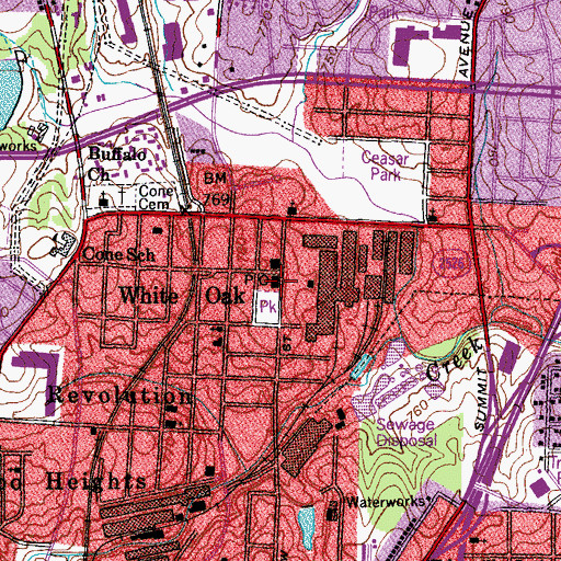 Topographic Map of White Oak, NC