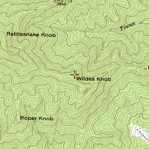 Topographic Map of Wildes Knob, NC