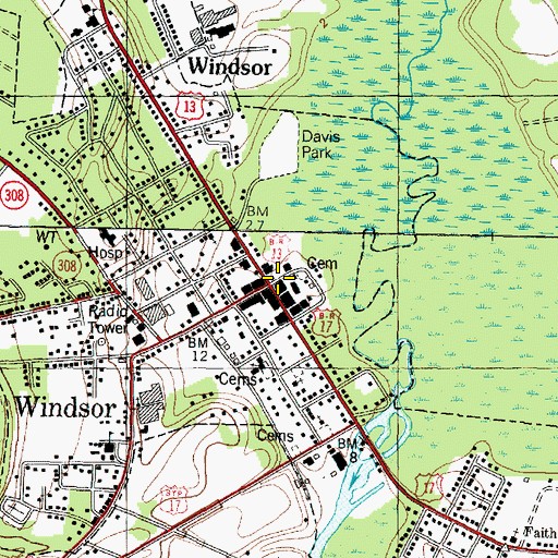 Topographic Map of Windsor, NC