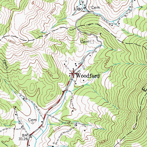 Topographic Map of Woodford, NC