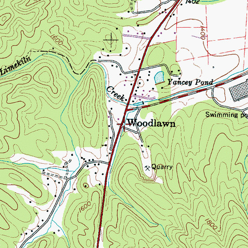 Topographic Map of Woodlawn, NC