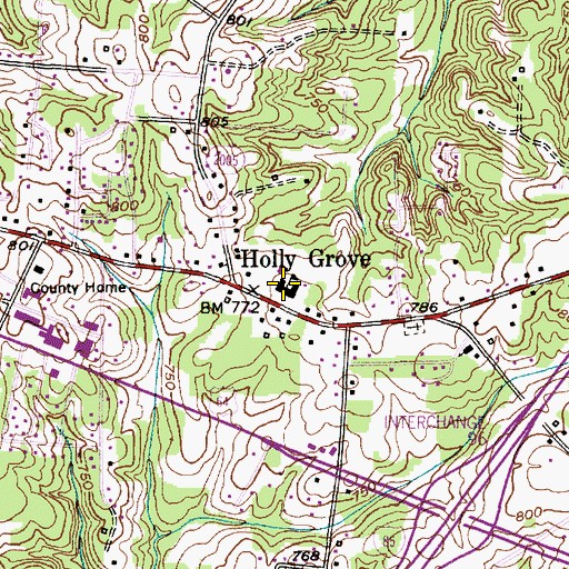 Topographic Map of Davis-Townsend Elementary School, NC