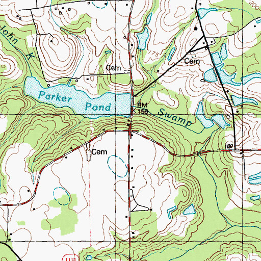 Topographic Map of Parkers Mill, NC