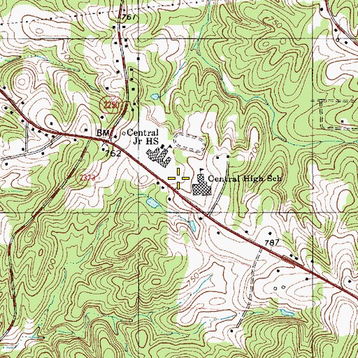 Topographic Map of Central Davidson High School, NC