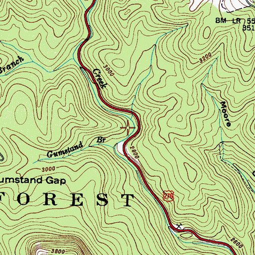 Topographic Map of Sliding Rock Recreation Site, NC