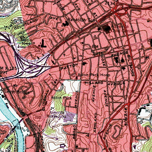 Topographic Map of Aston Park Hospital, NC