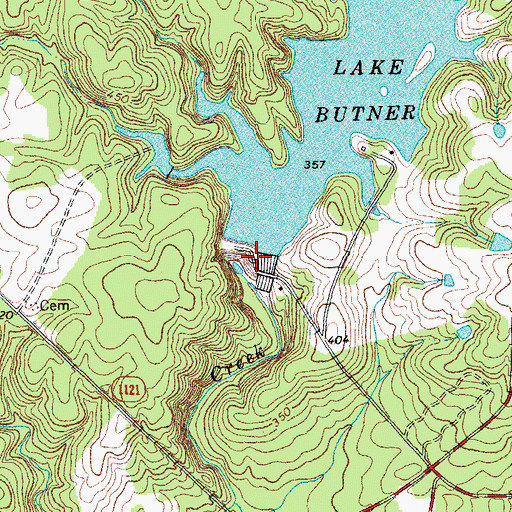 Topographic Map of Lake Butner, NC