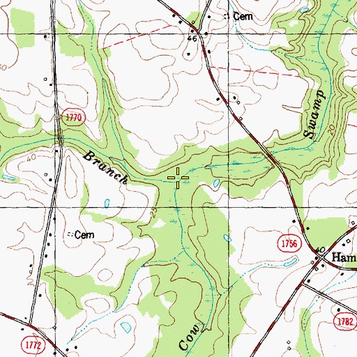 Topographic Map of Cabin Branch, NC