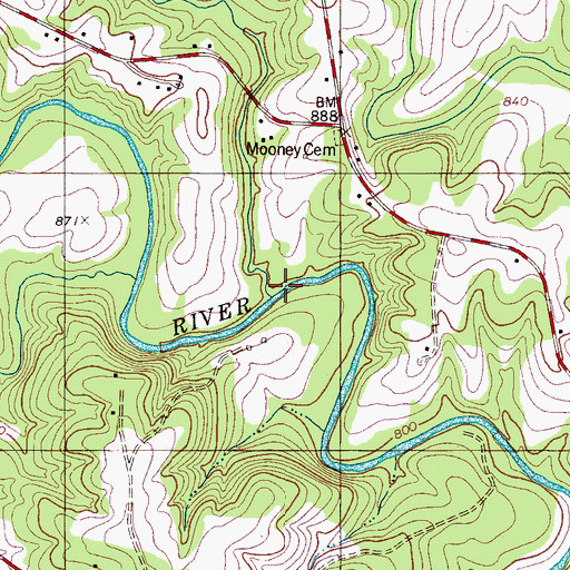 Topographic Map of Crooked Run Creek, NC