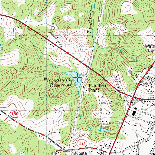 Topographic Map of Franklinton Reservoir, NC
