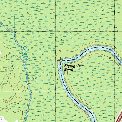 Topographic Map of Frying Pan Bend, NC