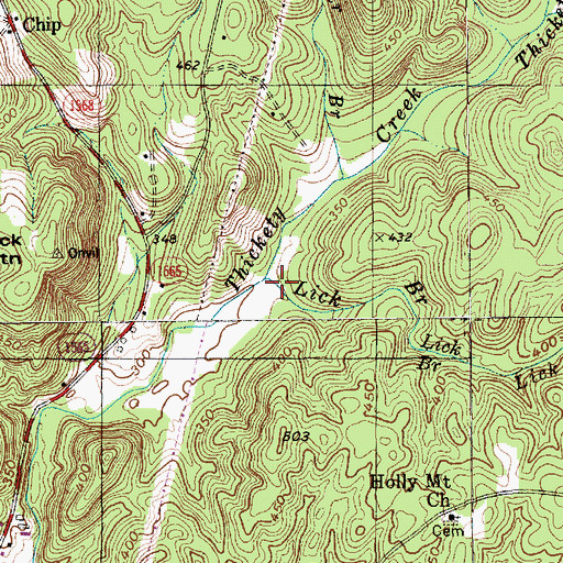 Topographic Map of Lick Branch, NC