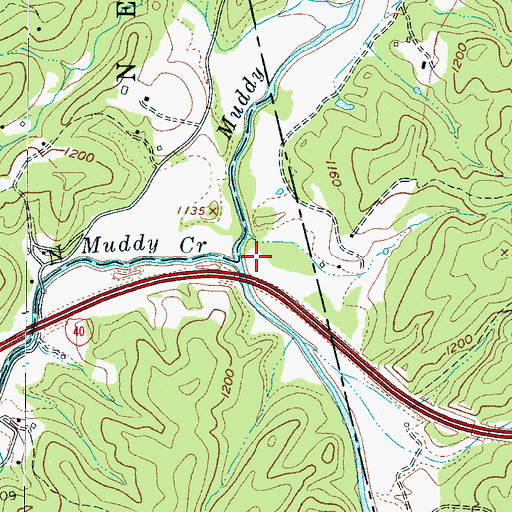 Topographic Map of North Muddy Creek, NC