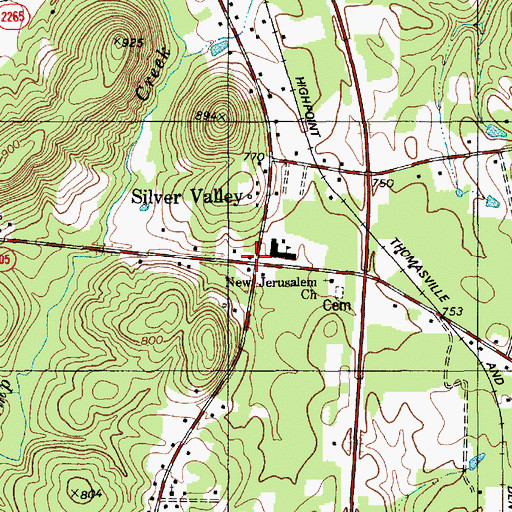 Topographic Map of Silver Valley, NC