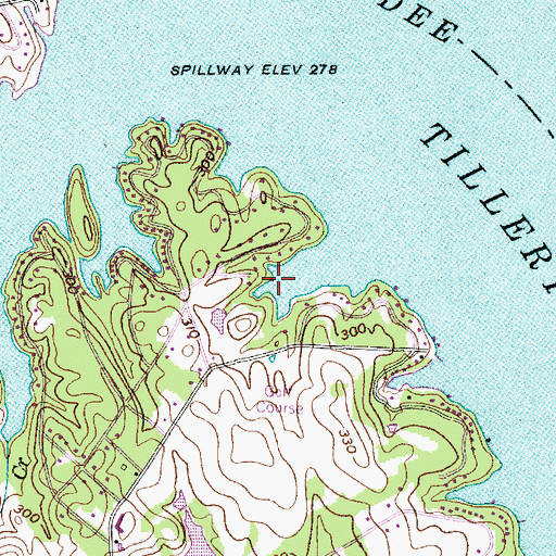 Topographic Map of Lake Tillery, NC