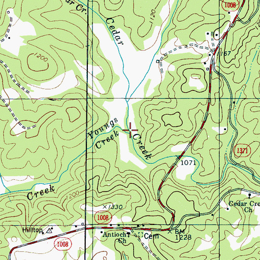 Topographic Map of Youngs Creek, NC