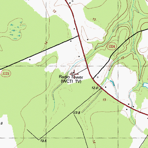 Topographic Map of WCTI-TV (New Bern), NC