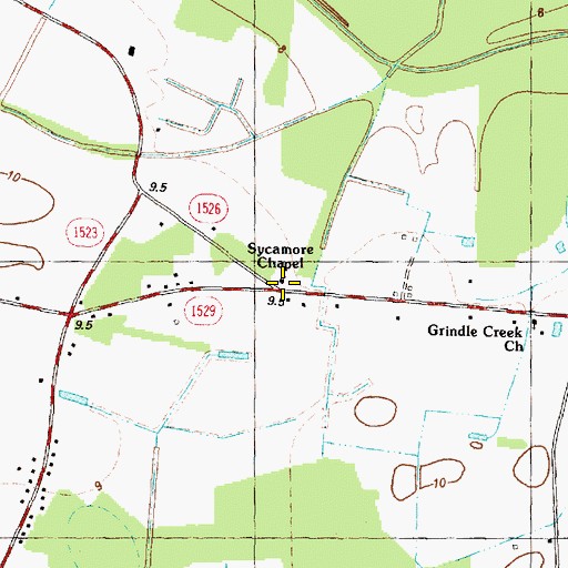 Topographic Map of Sycamore Chapel, NC