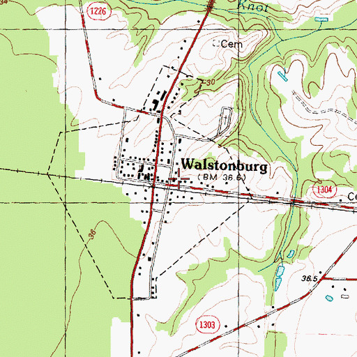 Topographic Map of Walstonburg, NC
